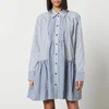 Ganni Striped Cotton-Poplin Mini Shirt Dress - Image 1