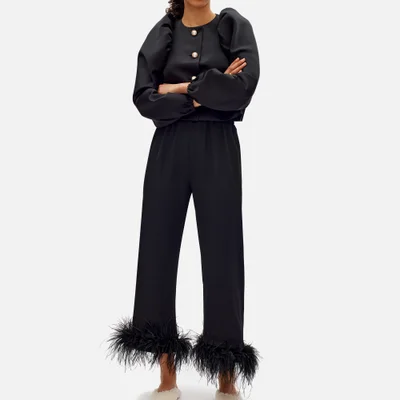 Sleeper Party Feather-Trimmed Crepe Trousers