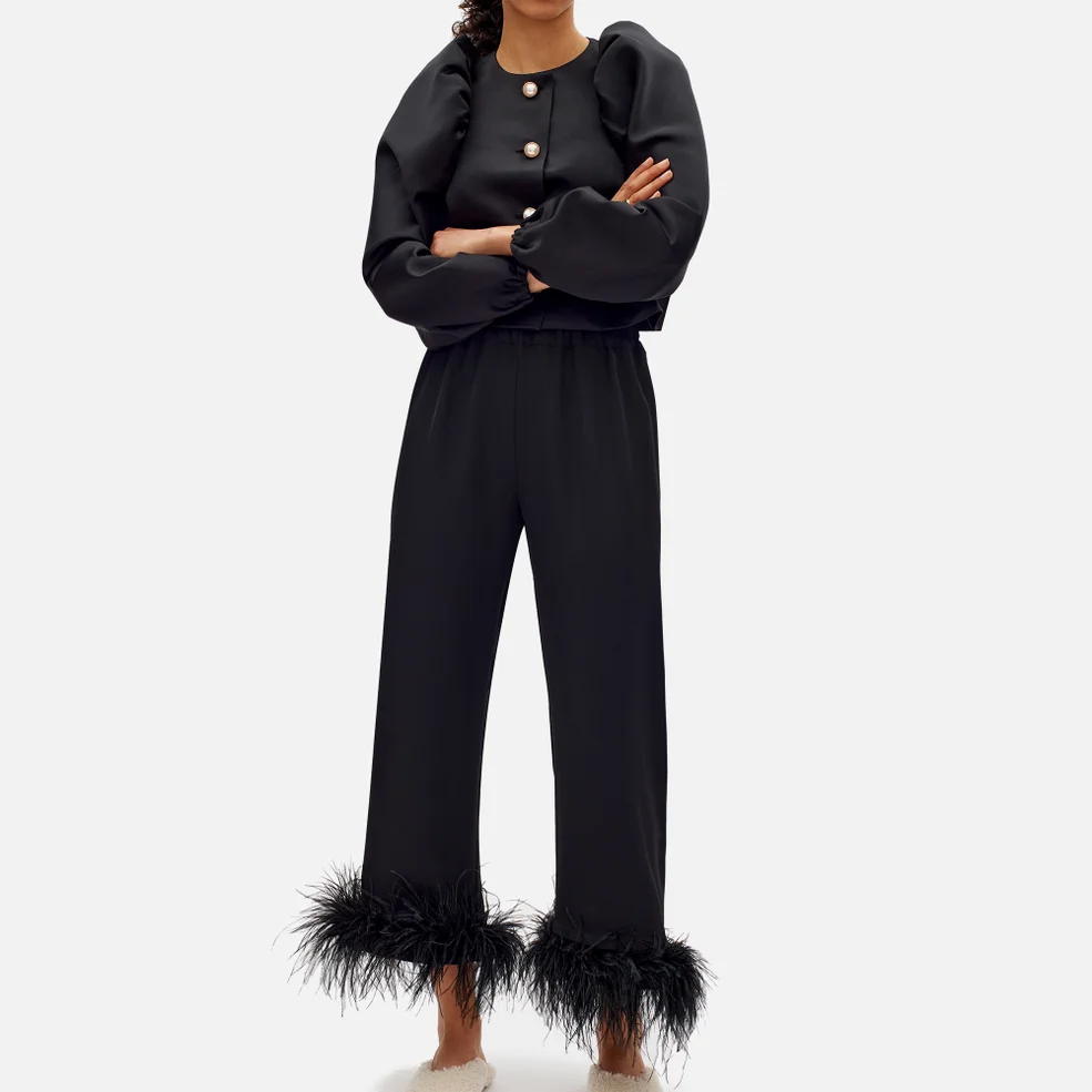 Sleeper Party Feather-Trimmed Crepe Trousers Image 1