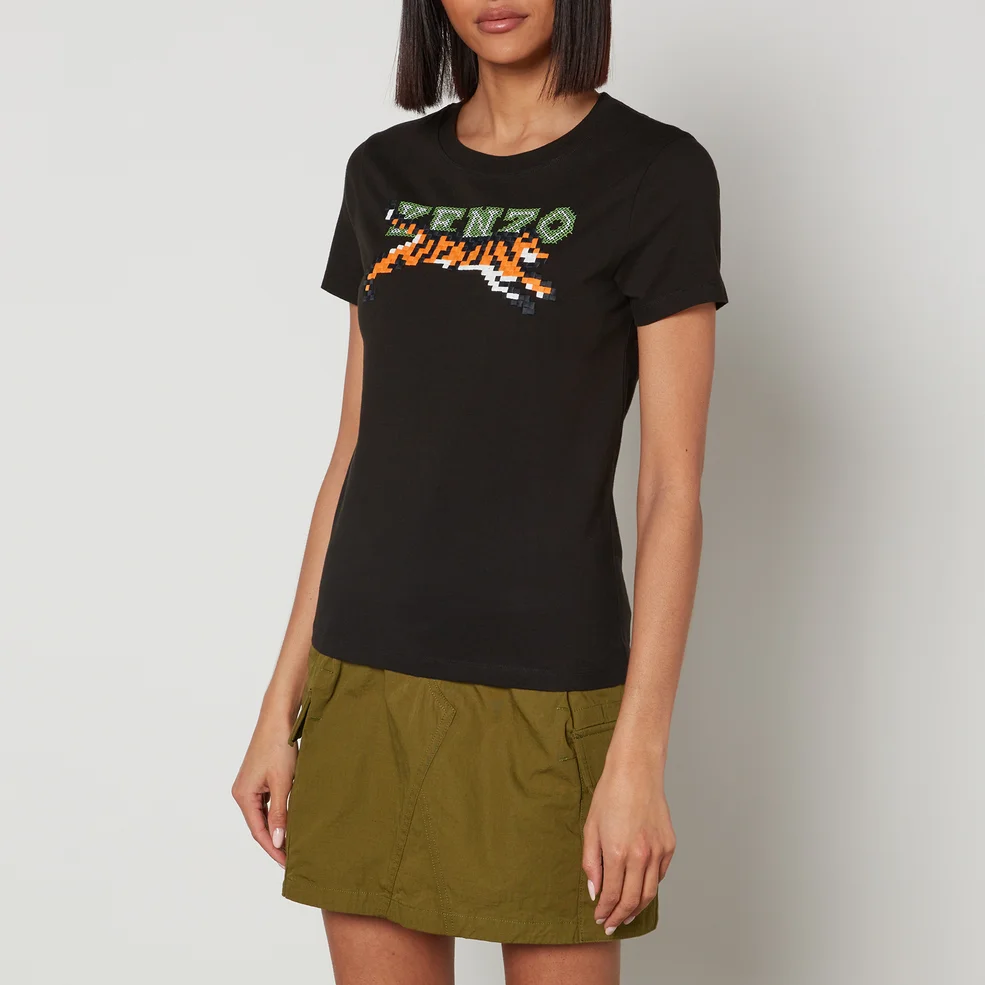 KENZO Pixel Embroidered Cotton T-shirt Image 1