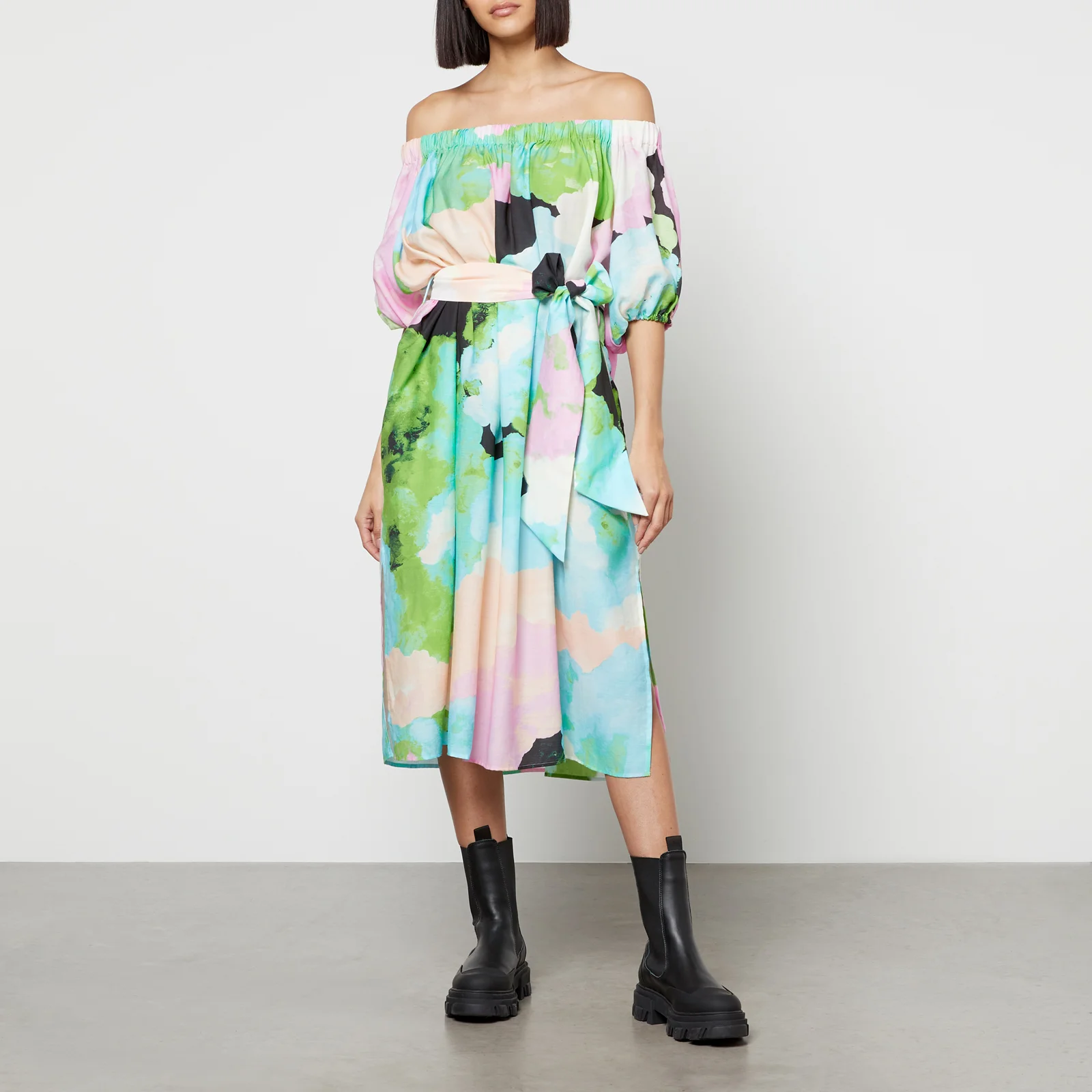 Stine Goya Kian Belted Gauze Midi Dress Image 1
