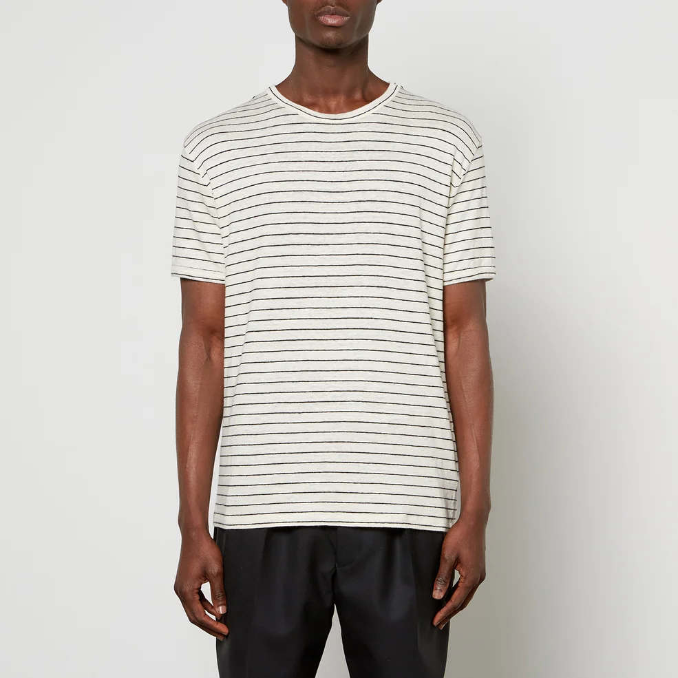 Officine Générale Striped French Linen T-Shirt Image 1