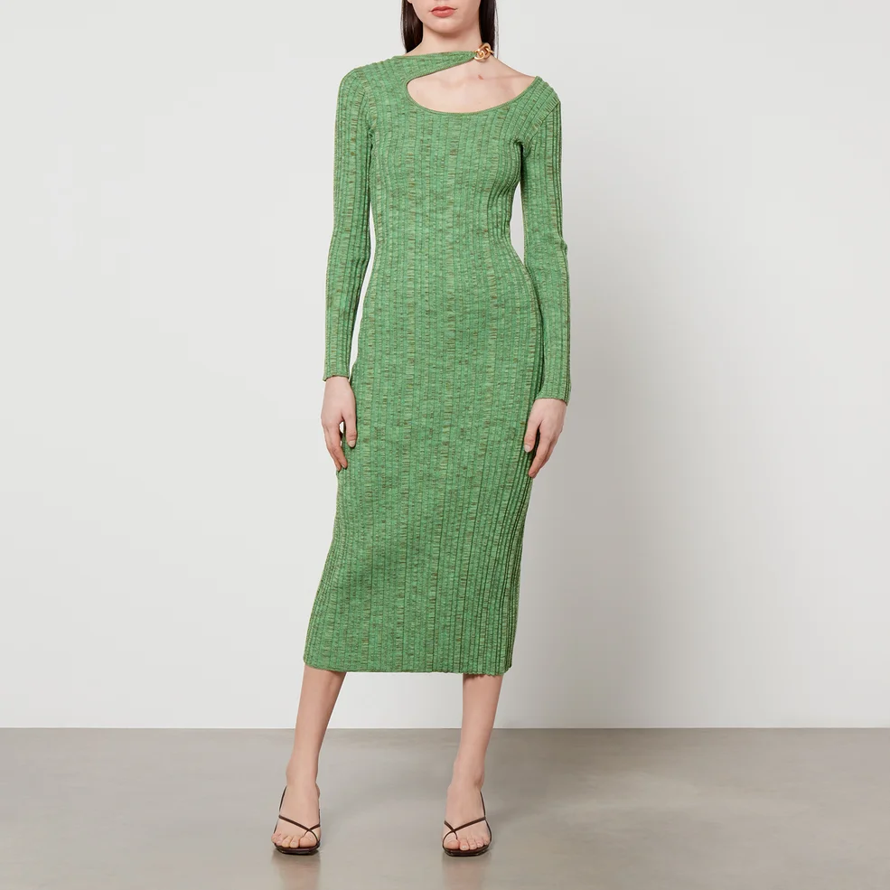 Cult Gaia Ebba Chain-Trimmed Ribbed-Knit Midi Dress Image 1