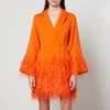 Cult Gaia Harper Feather-Trimmed Crepe Blazer Dress - Image 1