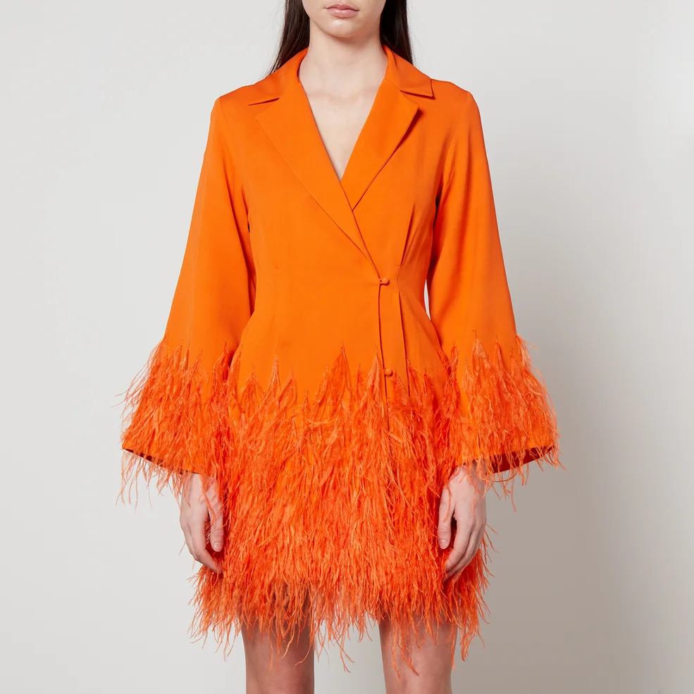 Cult Gaia Harper Feather-Trimmed Crepe Blazer Dress Image 1
