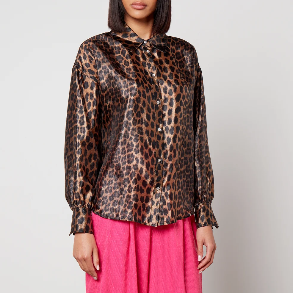 CRAS Gina Leopard-Print Satin Shirt Image 1