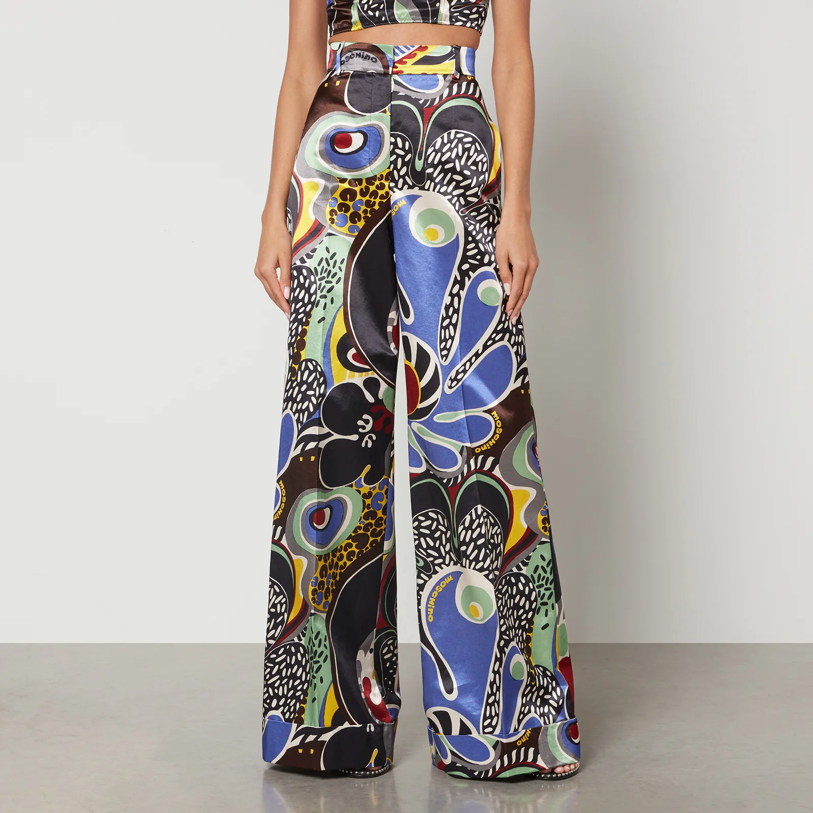 Moschino Psychedelic Printed Wide-Leg Satin Trousers Image 1