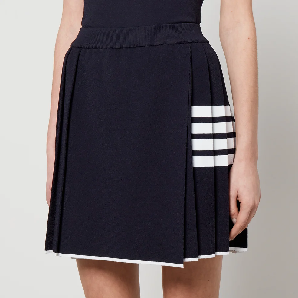 Thom Browne Pleated Stretch-Knit Wrap Mini Skirt Image 1