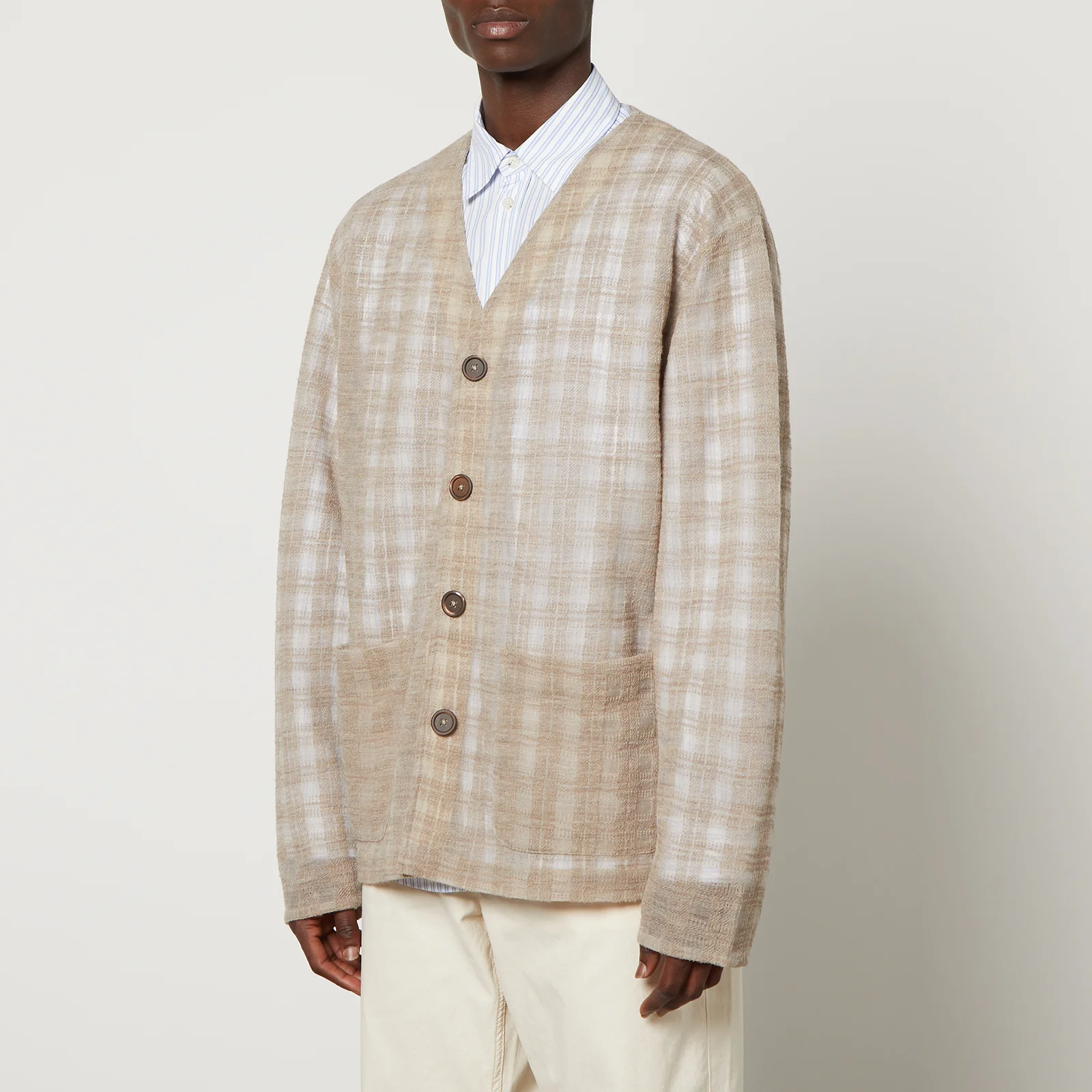 Our Legacy Checked Wool-Blend Cardigan Image 1