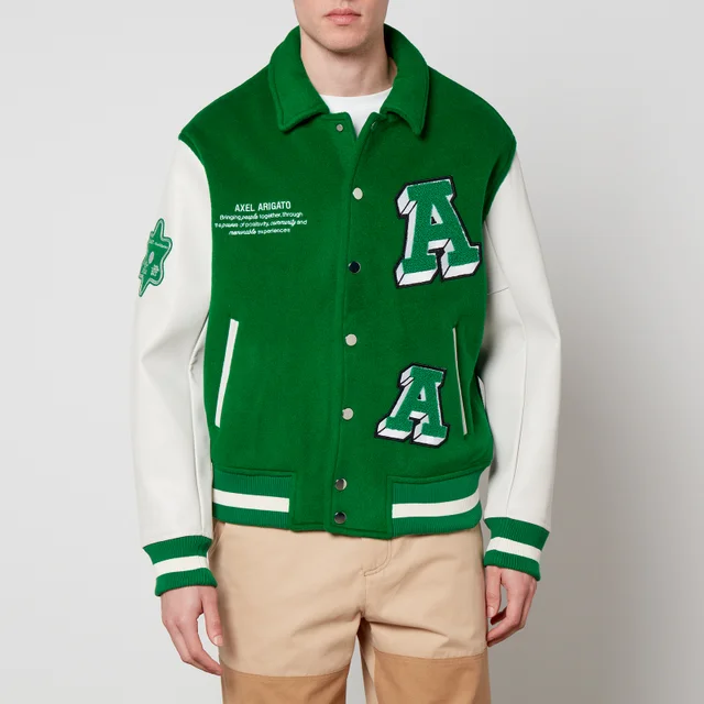 Axel Arigato Illusion Wool-Blend and Faux Leather Varsity Jacket