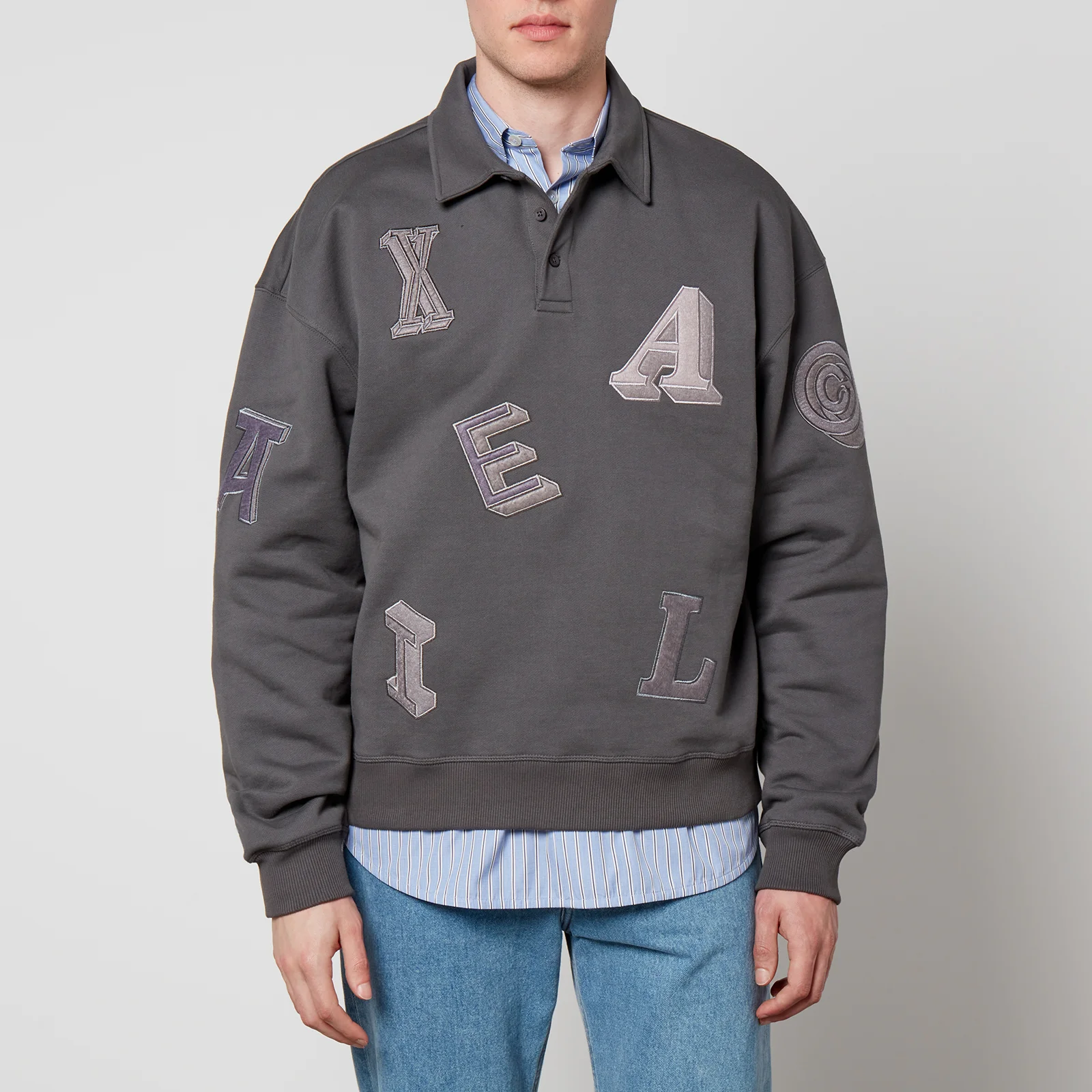 Axel Arigato Typo Appliquéd Cotton-Jersey Polo Sweatshirt Image 1