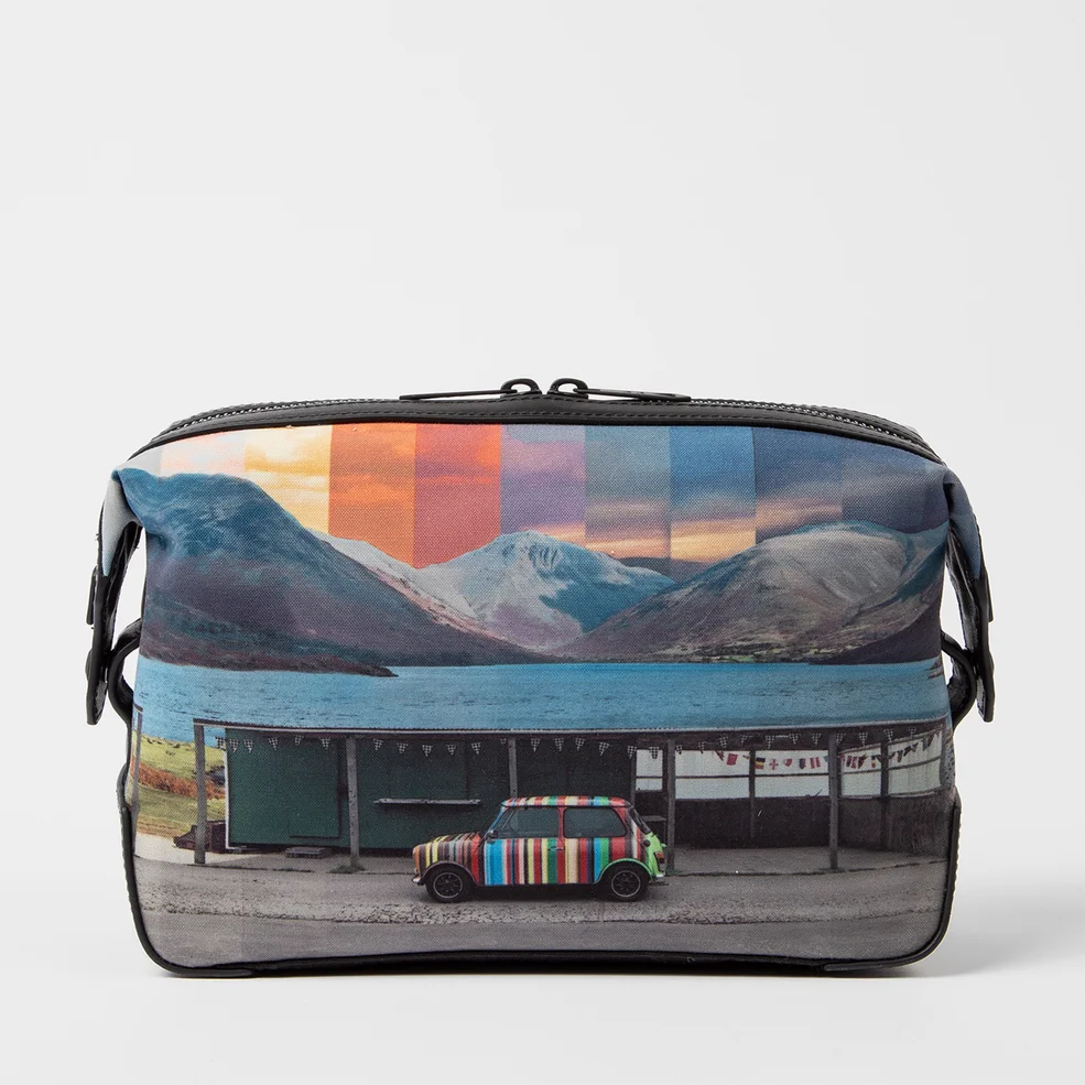Paul Smith Graphic Print Shell and Leather Wash Bag Image 1