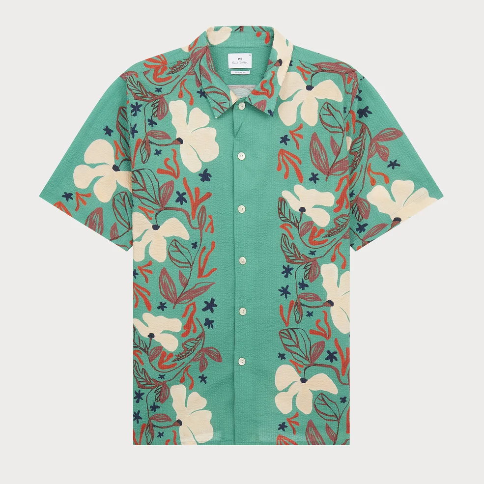PS Paul Smith Floral-Printed Cotton-Seersucker Shirt Image 1