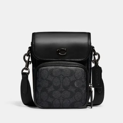 Coach Leather and Monogram-Coated Canvas Cross-body Bag