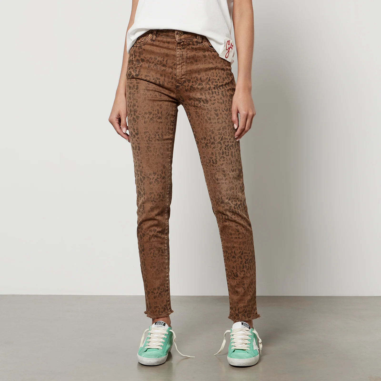 Golden Goose Skinny Leopard-Print Stretch-Denim Jeans Image 1