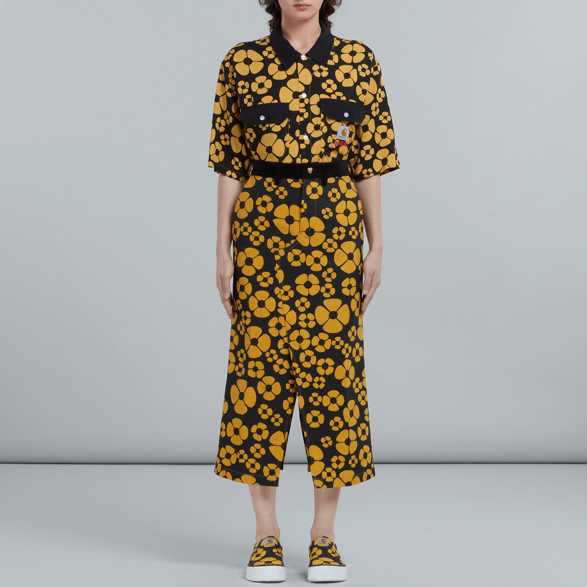 Marni X Carhartt Floral-Print Canvas Midi Skirt Image 1
