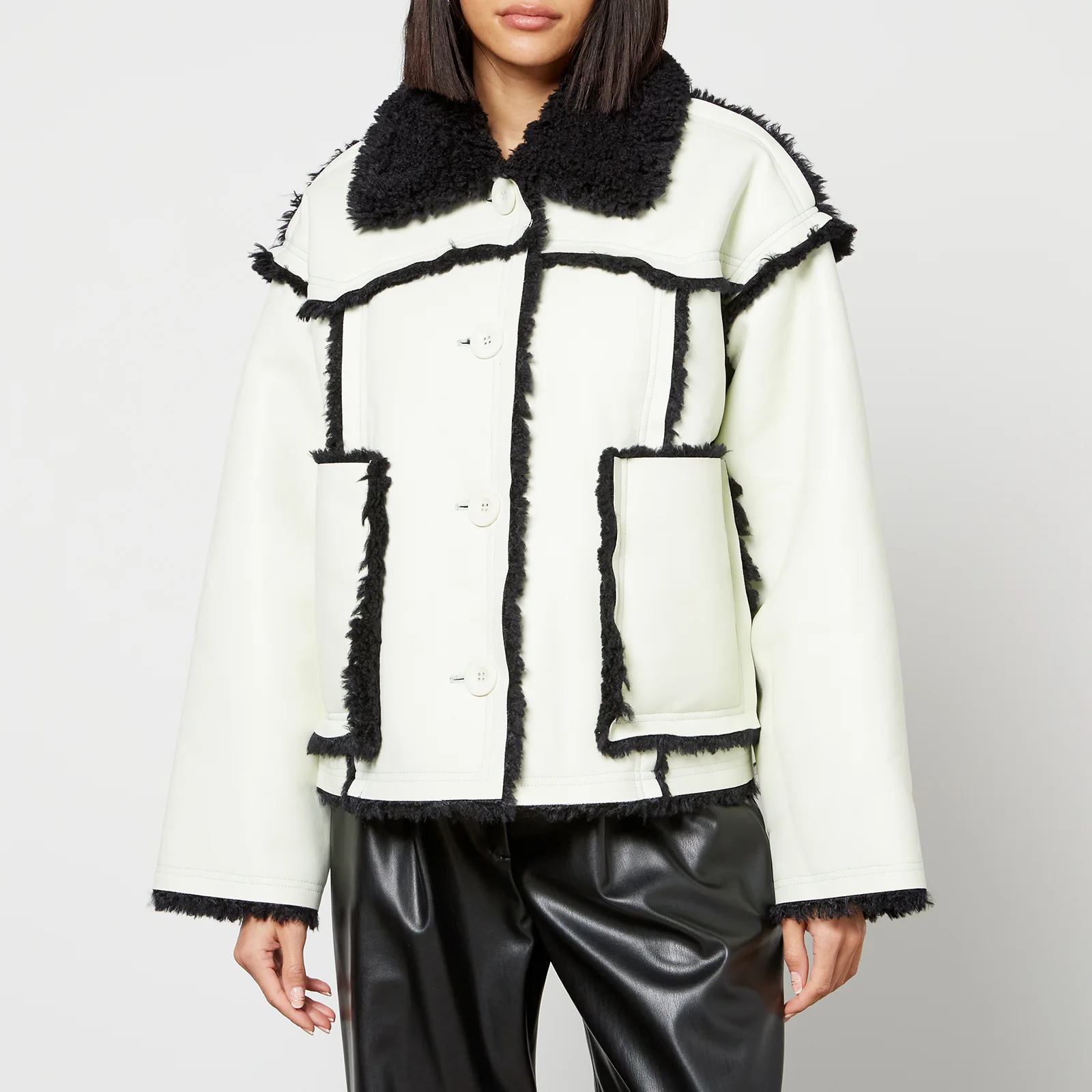 Stand Studio Callie Faux Leather and Faux Shearling Jacket Image 1