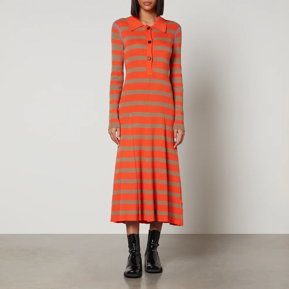 PS Paul Smith Stripped Cotton-Knit Midi Dress Image 1