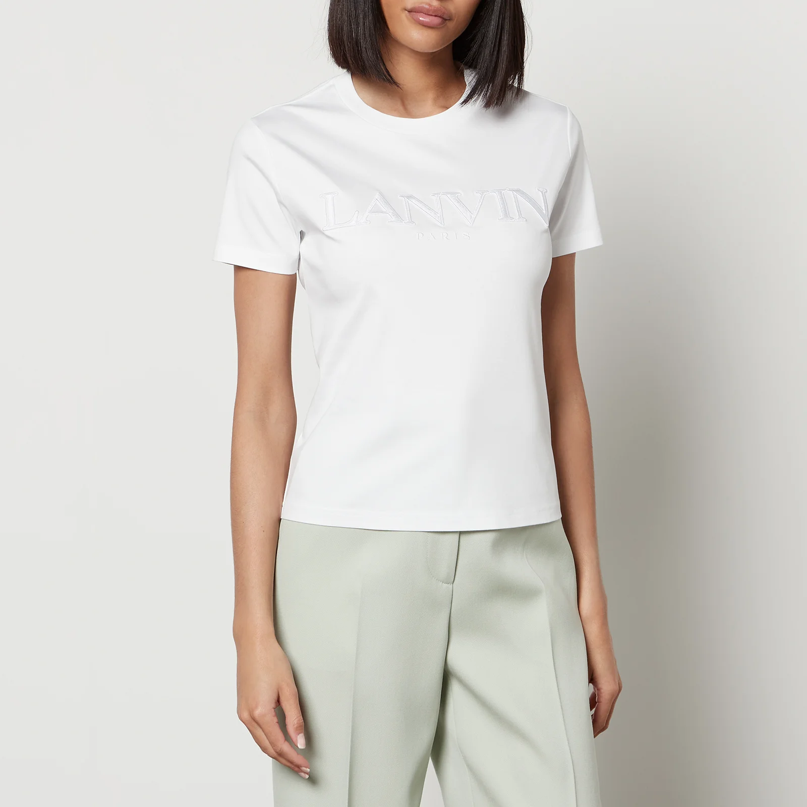 Lanvin Logo-Embroidered Cotton-Jersey T-Shirt Image 1