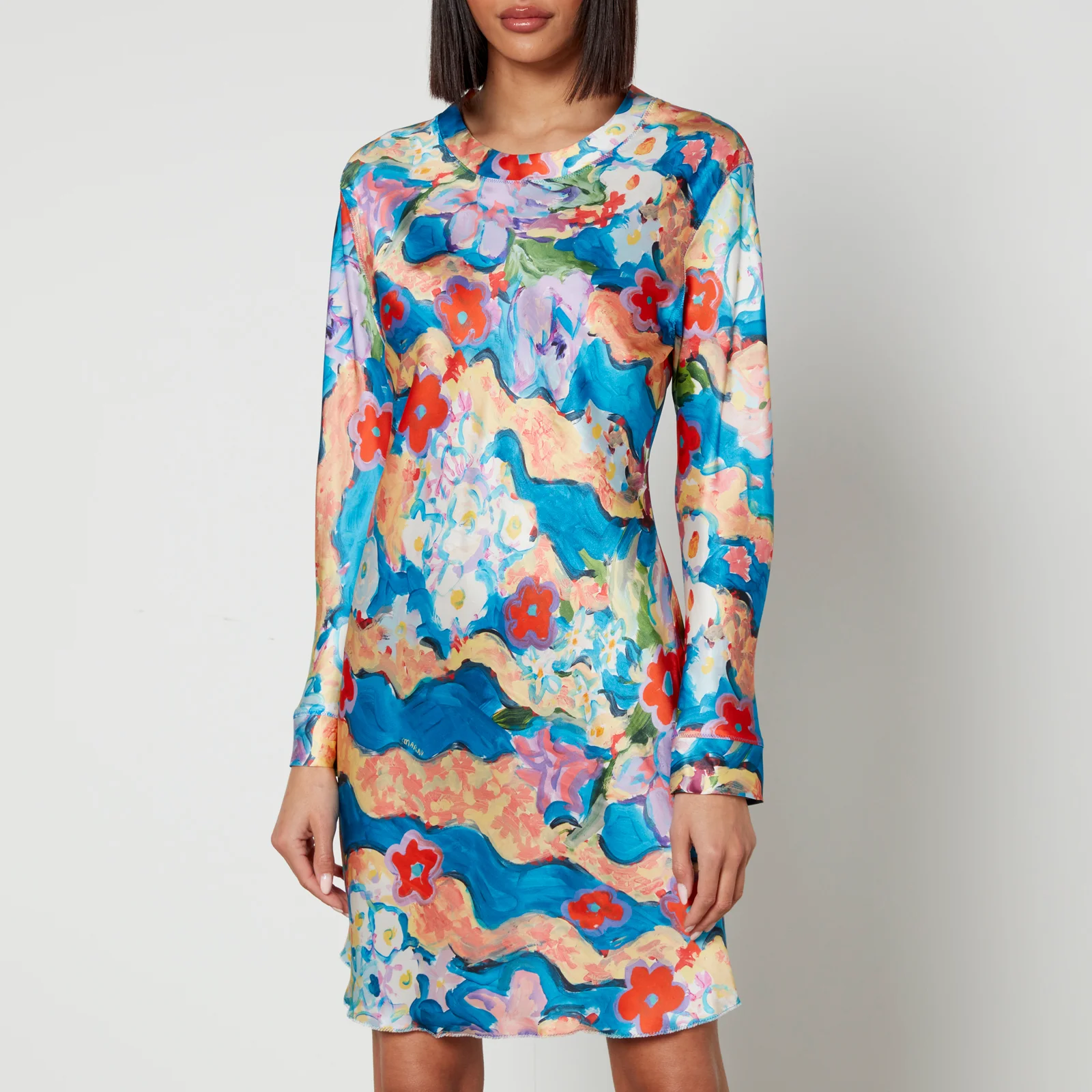 Marni Floral-Print Rayon-Satin Mini Dress Image 1