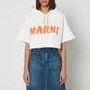 Marni Cropped Logo-Print Cotton-Jersey Hoodie - Image 1