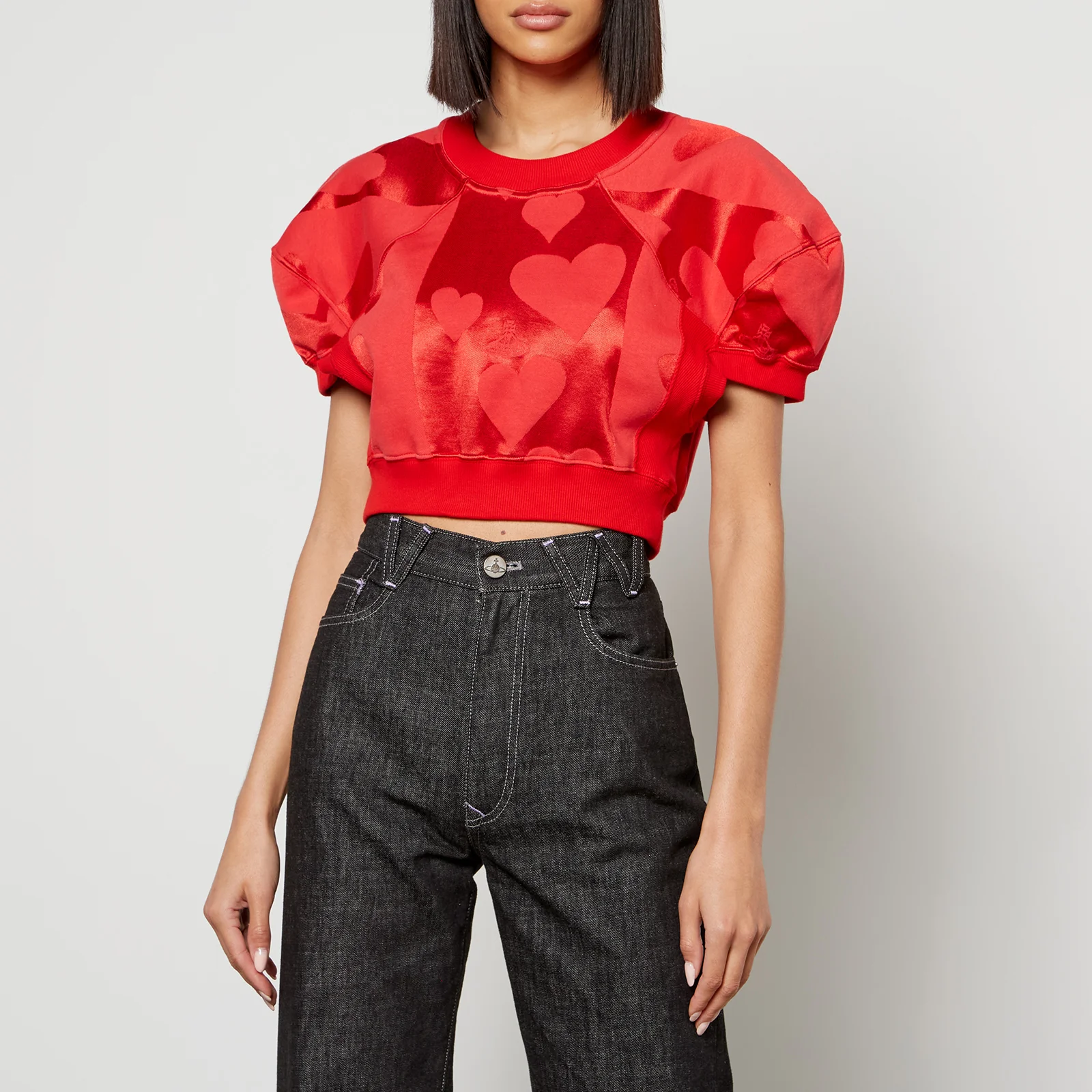 Vivienne Westwood Cotton-Blend Jacquard Cropped T-Shirt Jumper Image 1