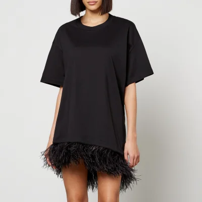 Marques Almeida Feather-Trimmed Cotton T-Shirt Dress