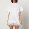 Marques Almeida Feather-Trimmed Cotton Mini Dress - Image 1