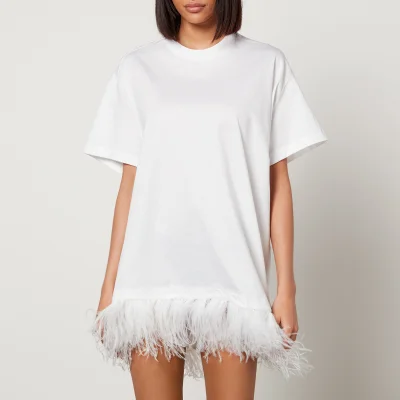 Marques Almeida Feather-Trimmed Cotton Mini Dress