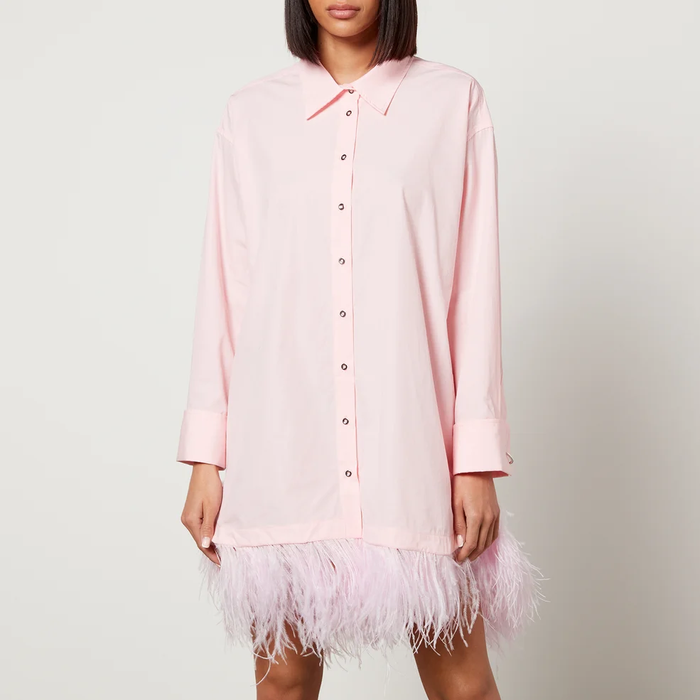 Marques Almeida Feather-Trimmed Organic Cotton Shirt Dress Image 1