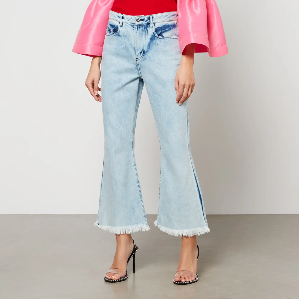 Marques Almeida Frayed Cropped Denim Flared Jeans Image 1
