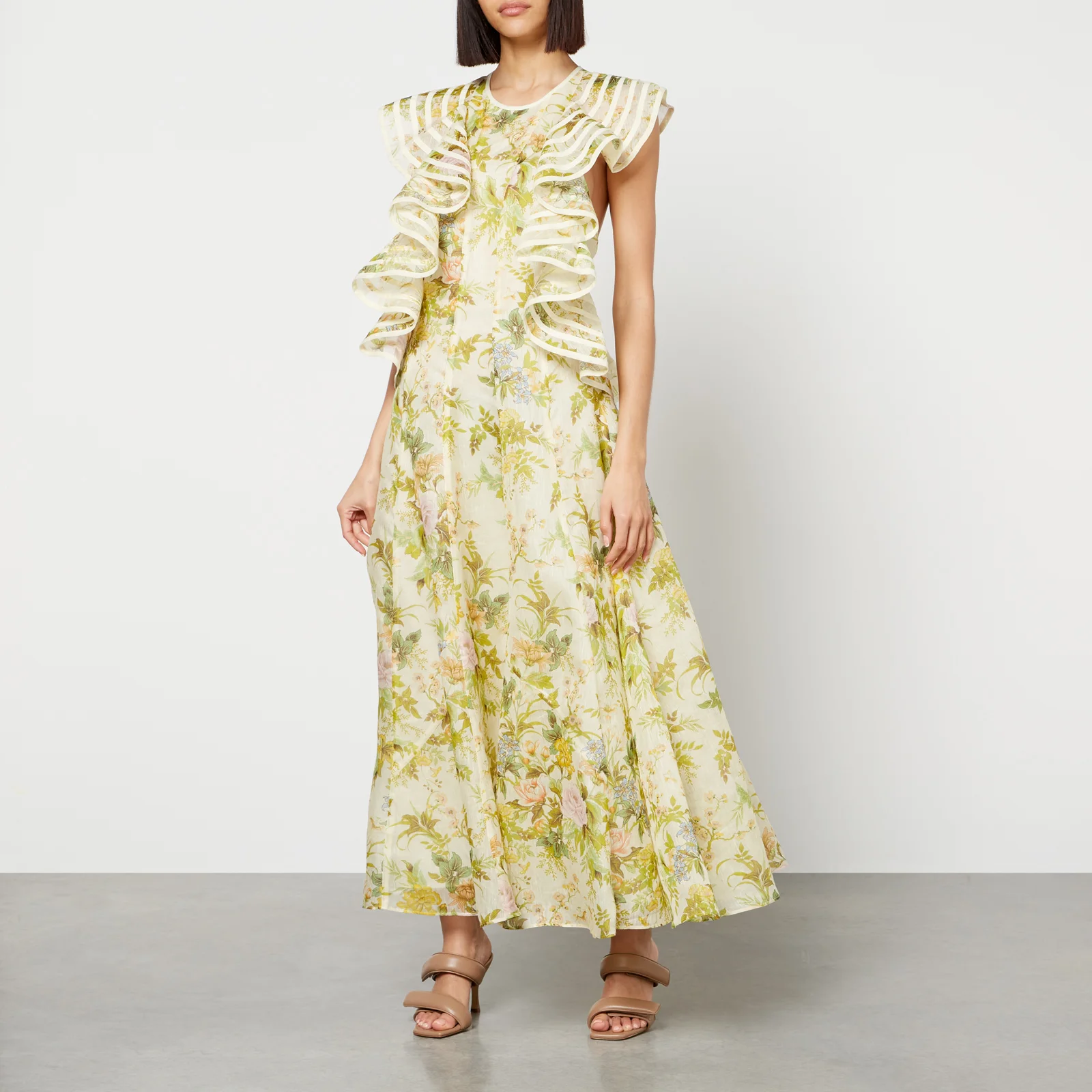 Alemais Eden Silk and Linen-Blend Midi Dress Image 1