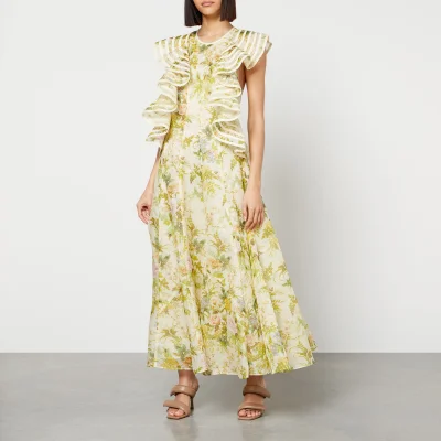 Alemais Eden Silk and Linen-Blend Midi Dress
