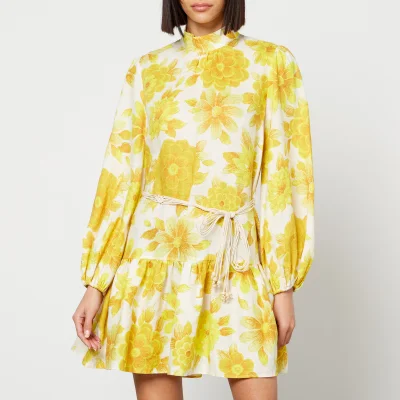Alemais Sonny Floral-Print Linen Mini Dress