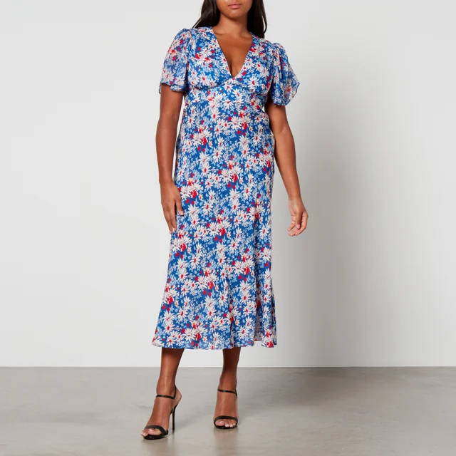 Rixo Florida Floral-Print Woven Midi Dress