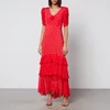 Rixo Rosheen Polka-Dot Woven Midi Dress - Image 1