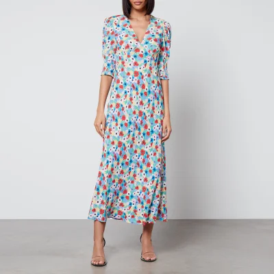 Rixo Zadie Floral-Print Woven Midi Dress