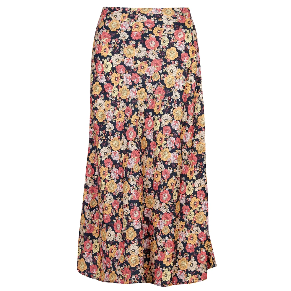 Barbour Coraline Floral-Print Lyocell-Satin Skirt Image 1