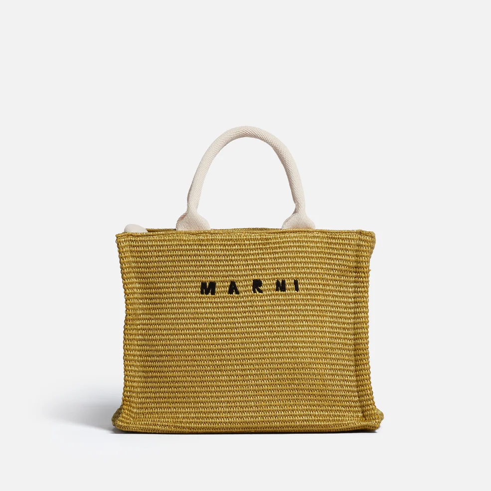 Marni Small Basket Raffia Tote Bag Image 1