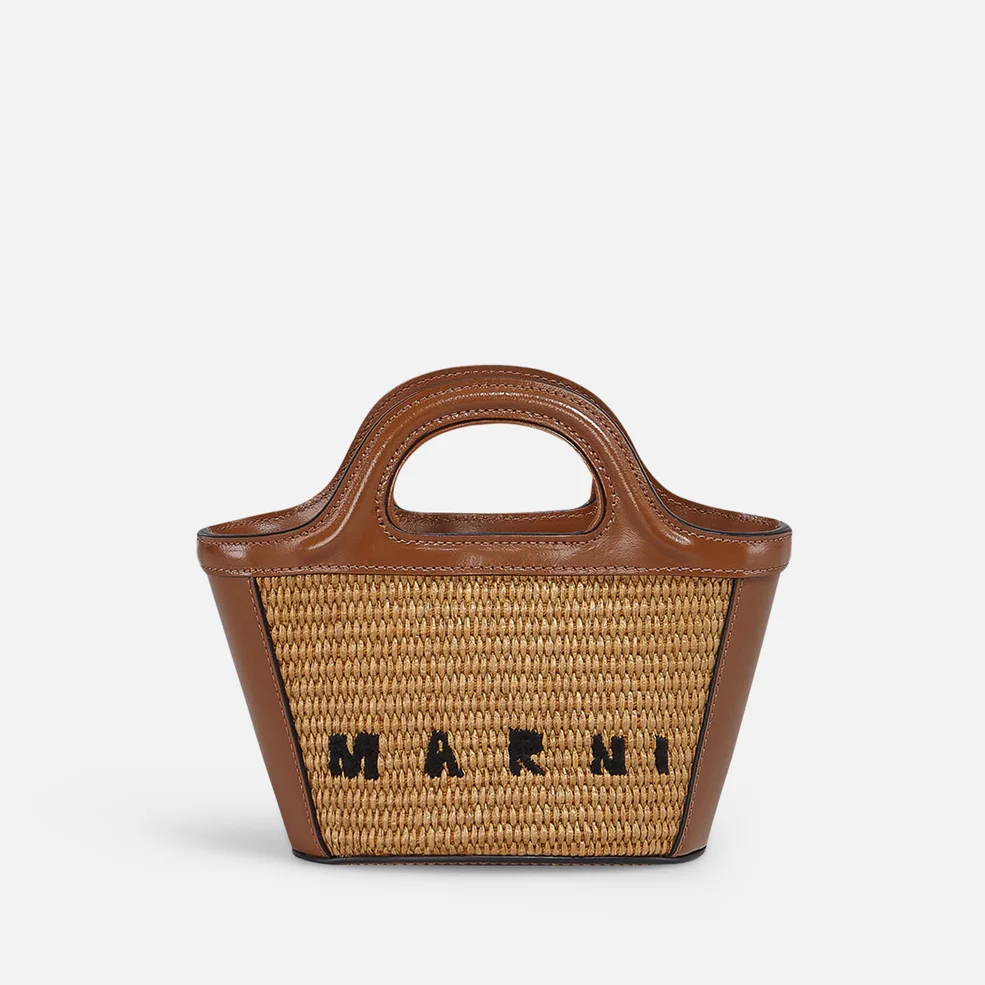 Marni Tropicalia Micro Raffia and Leather Tote Bag Image 1