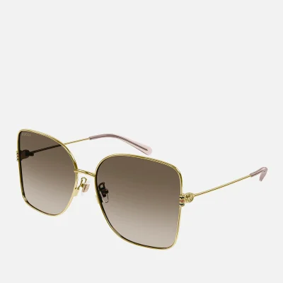 Gucci Not A Fork Rectangular Metal Sunglasses
