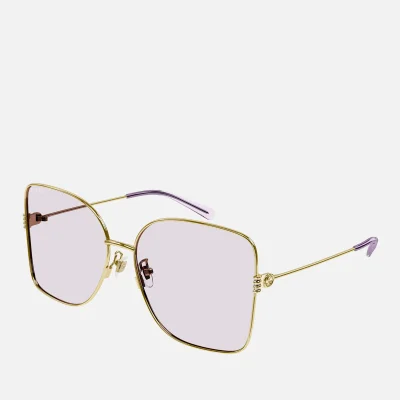 Gucci Not A Fork Metal Rectangular-Frame Sunglasses