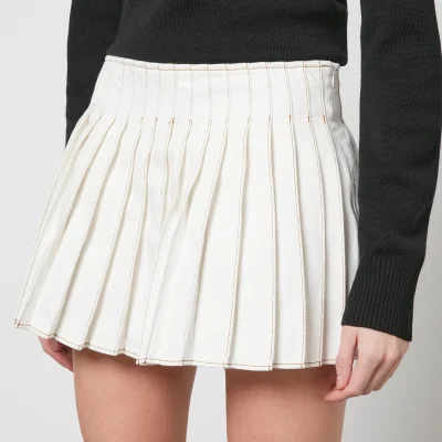 AMI Pleated Cotton-Twill Wrap Mini Skirt