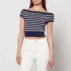 AMI Cropped Striped Wool Top - Image 1