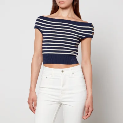 AMI Cropped Striped Wool Top