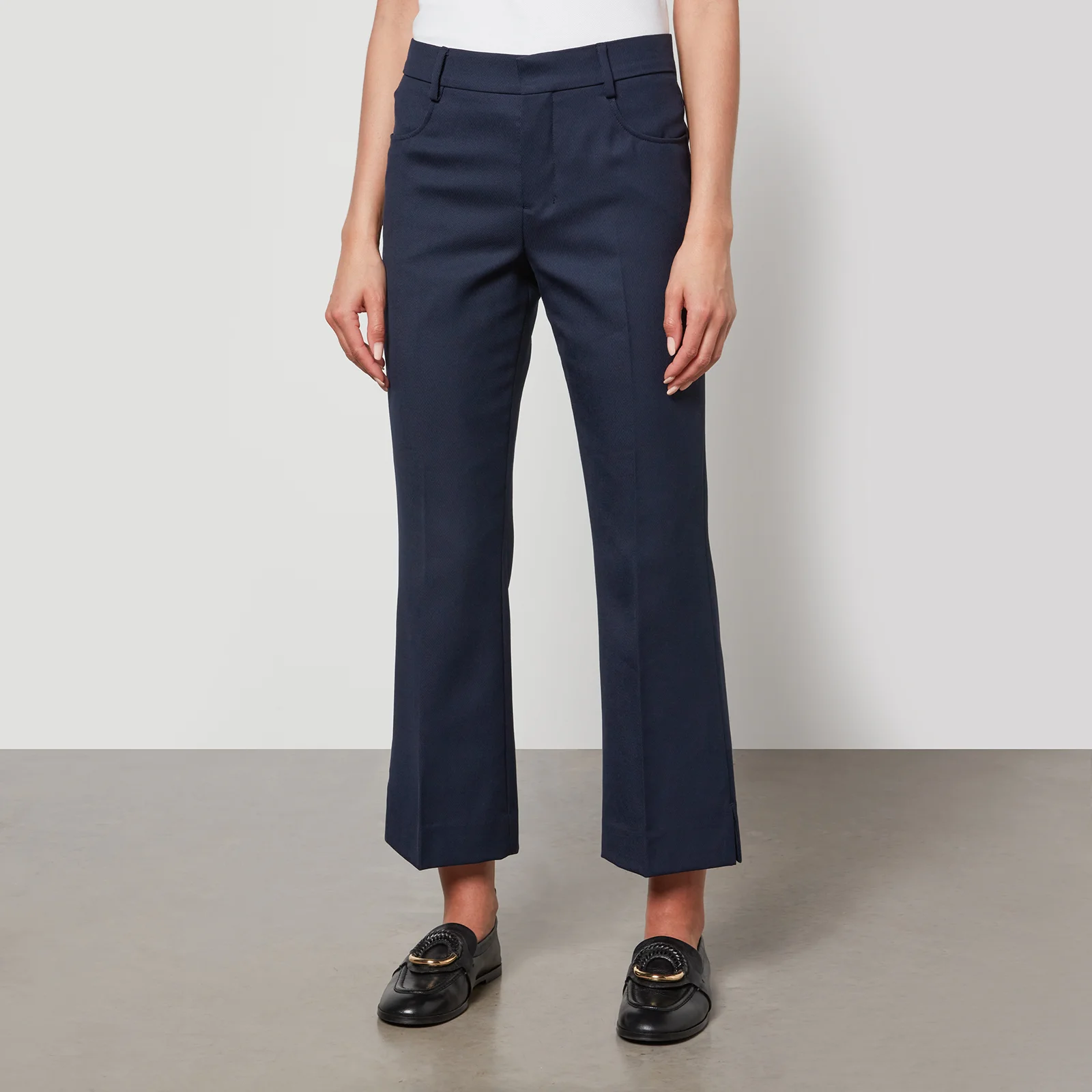 AMI Cropped Twill Flared Trousers Image 1