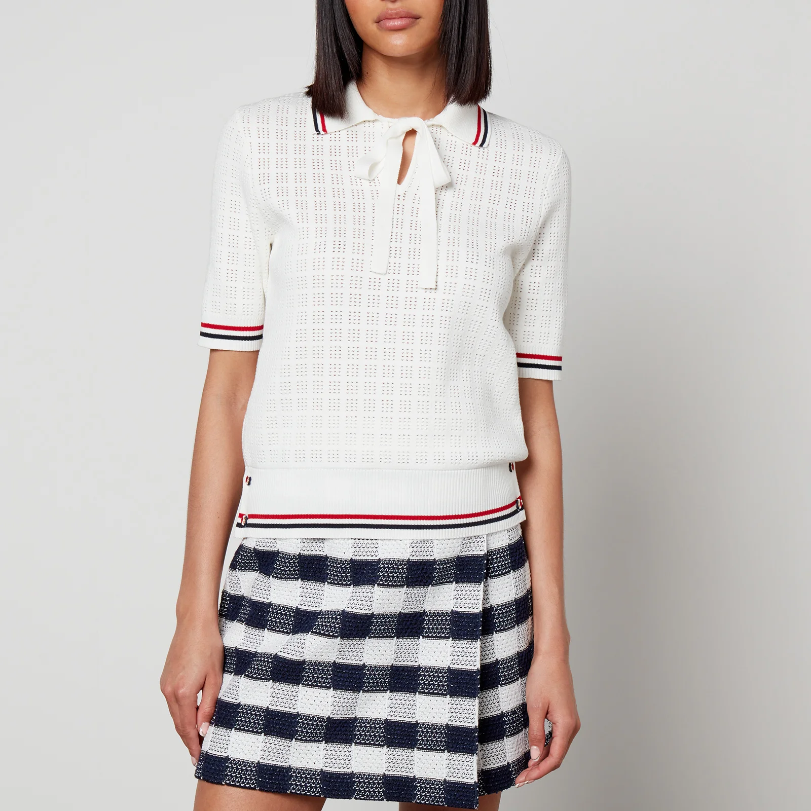 Thom Browne Pointelle-Knit Cotton Polo Shirt Image 1
