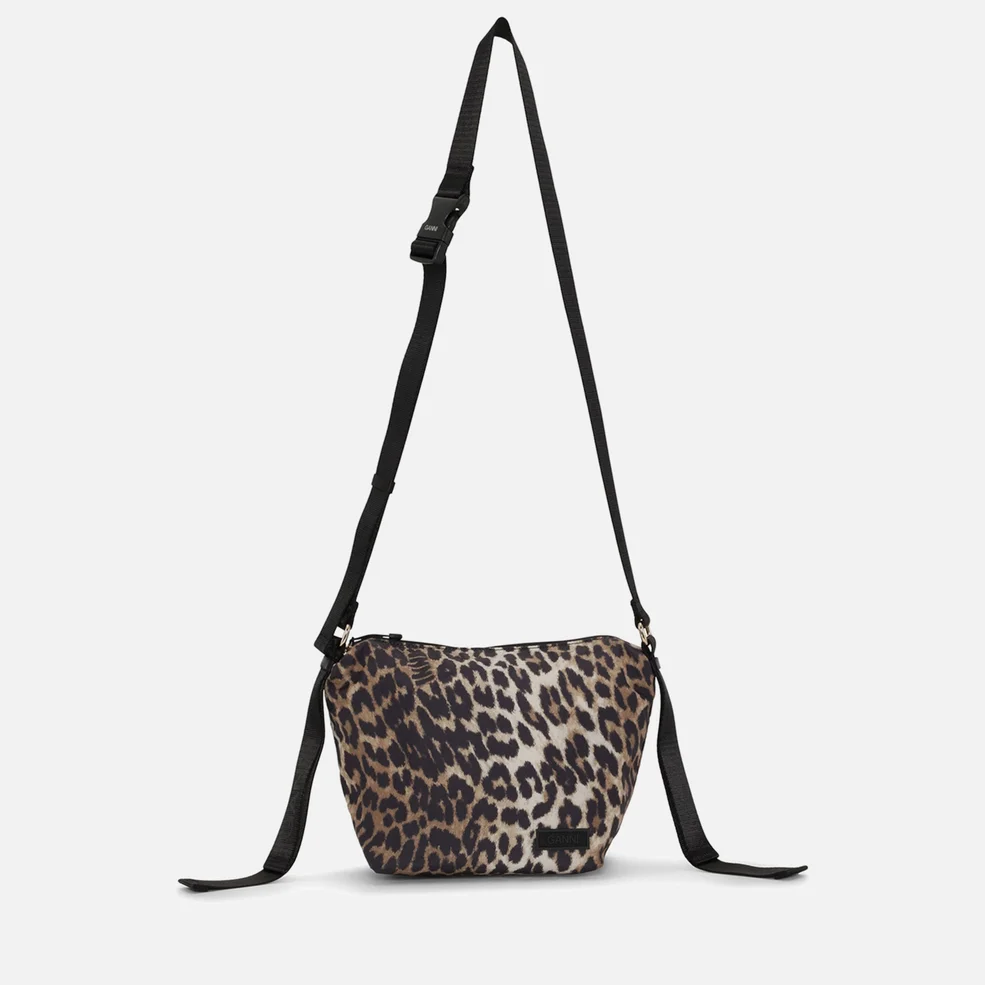 Ganni Small Hobo Leopard-Print Shell Cross-Body Bag Image 1