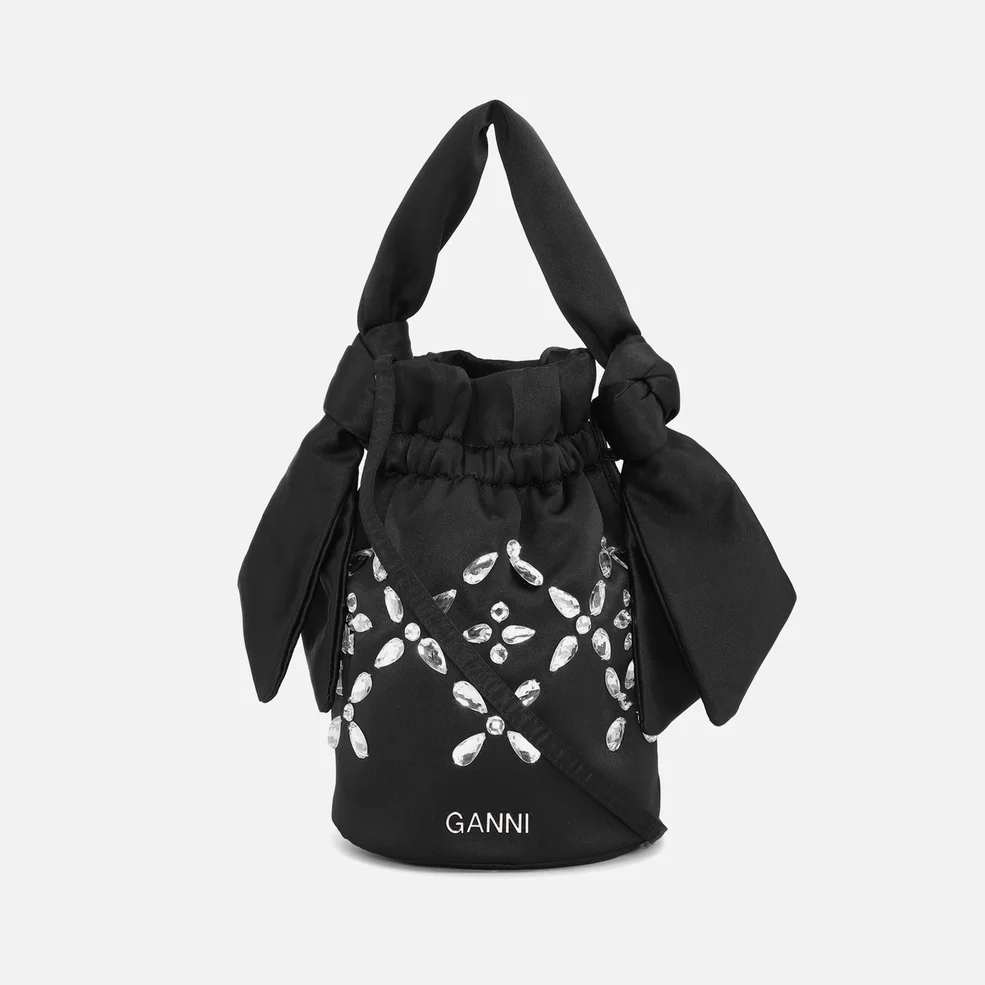 Ganni Women's Satin Embellished Occasion Knot Bag Image 1