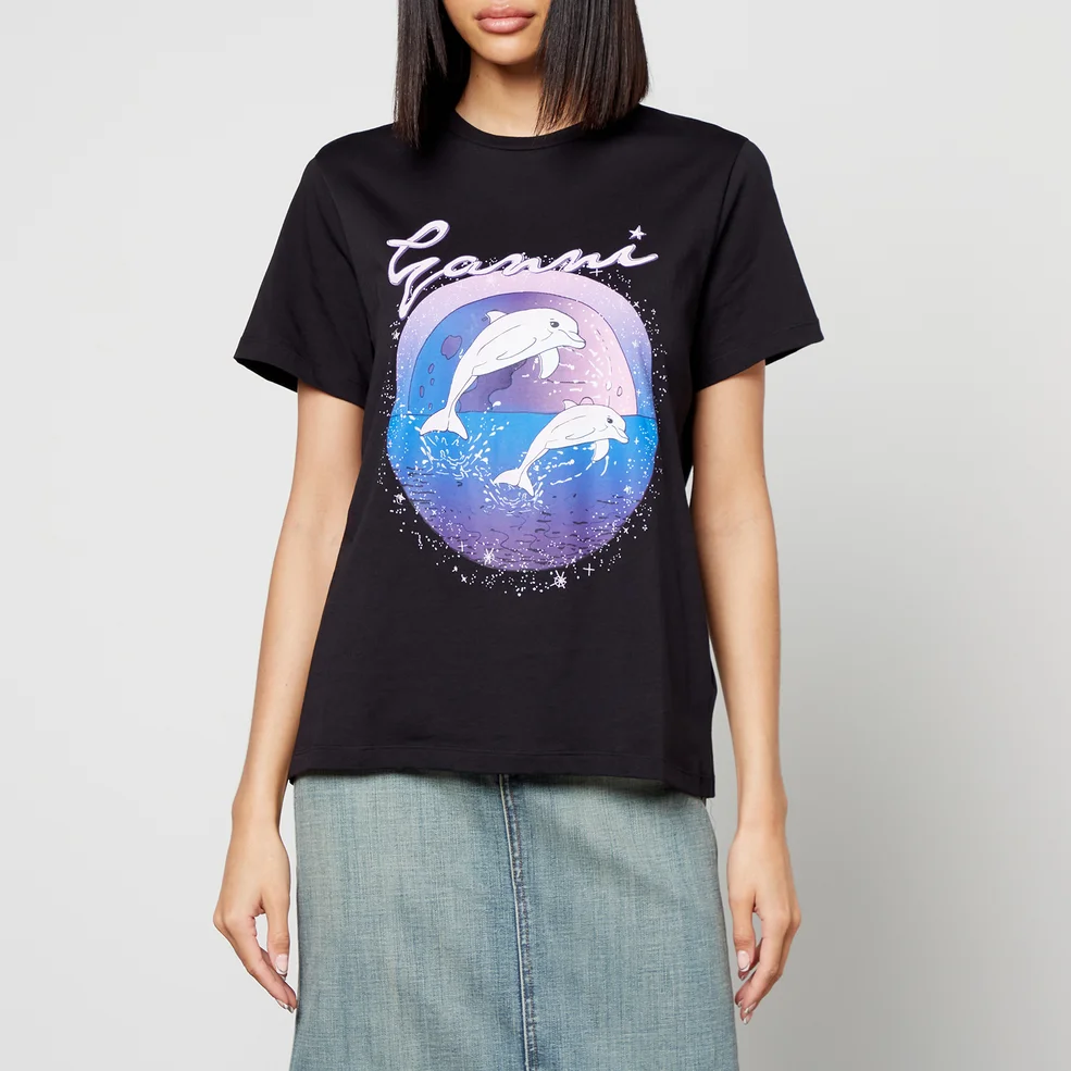 Ganni Future Printed Cotton-Jersey T-Shirt Image 1